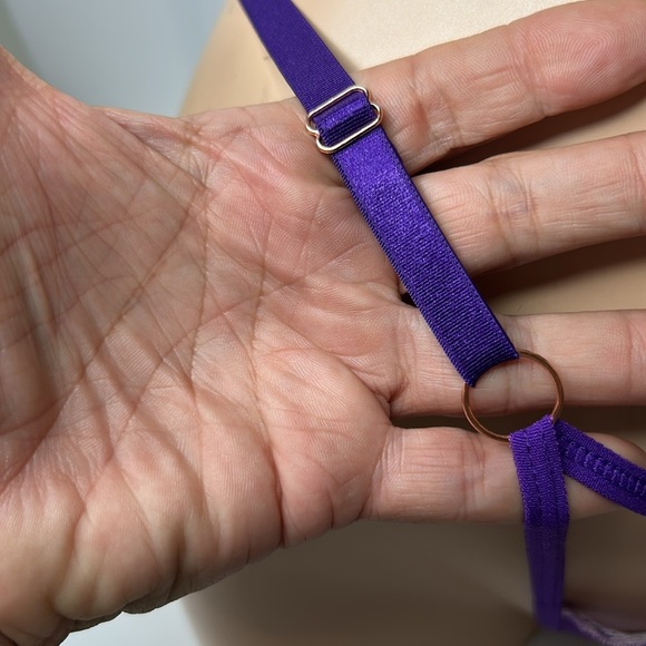 Orchid‎ Embroidered Sheer Mesh Cut Out Adjustable Satin G-String Thong Panty NEW - Picture 6 of 16